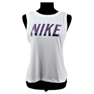 Nike Dri-Fit Running Sleeveless Tee in White Size Small